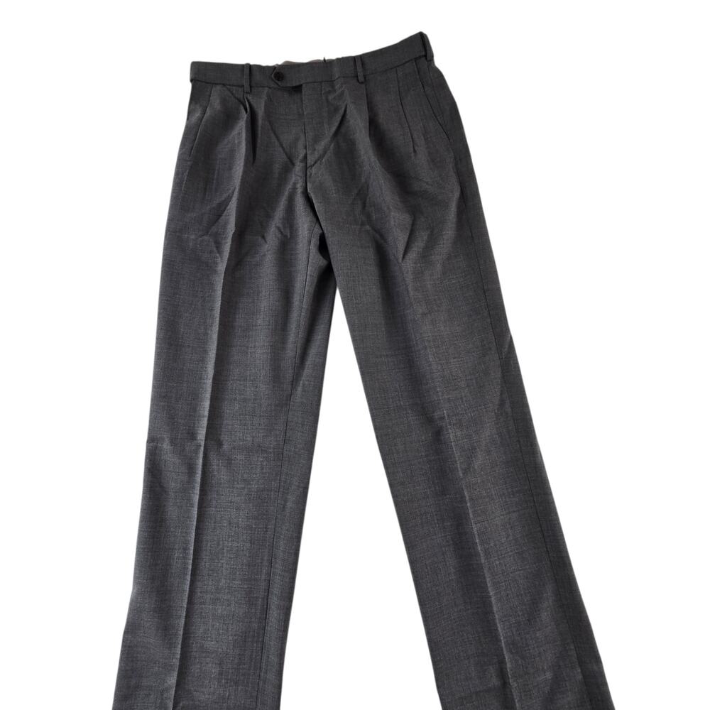 Lands' End Year'Rounder Comfort Waist Wool Dress Pants Size 38 Gray Unhemmed NEW